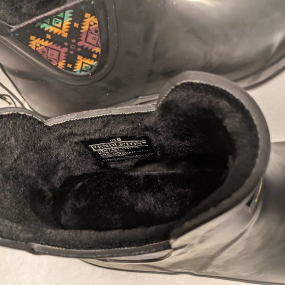 🌸 Pendleton Chelsea Patterned Rainboot Waterproof & Traction Sole Black SIZE 6 - Picture 3 of 16